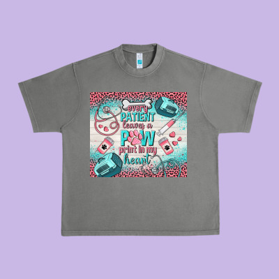 Every Patient Leaves A Paw Print In My Heart Urban Heavy Tee Designed By Tumblerdesignbyshophia