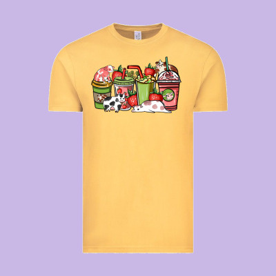 Cow And Strawberry Coffee Cups Vintage Tee Designed By Howdyjamesfarm