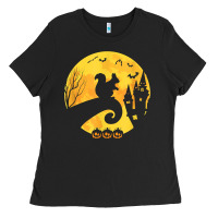 Black squirrel moon funny halloween costume t shirt Ladies Tee - minhPixels