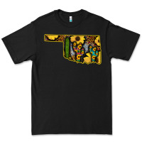 Black Western Oklahoma Map Sunflower Pattern Premium Tee - Bettercallsaul