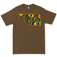 Cacao Western Oklahoma Map Sunflower Pattern Premium Tee - Bettercallsaul