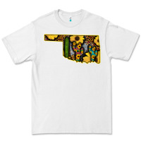 White Western Oklahoma Map Sunflower Pattern Premium Tee - Bettercallsaul