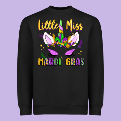 Little Miss Mardi Gras Heavyweight Sweatshirt Designed By Lillyallendesigns