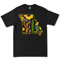 Black Western Missouri Map Sunflower And Cactus Pattern Premium Tee - Bettercallsaul