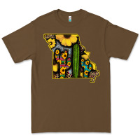 Cacao Western Missouri Map Sunflower And Cactus Pattern Premium Tee - Bettercallsaul