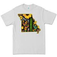 Dove Grey Western Missouri Map Sunflower And Cactus Pattern Premium Tee - Bettercallsaul