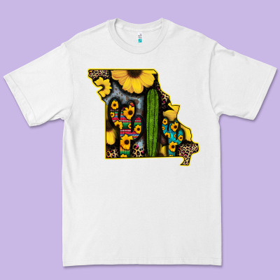 Western Missouri Map Sunflower And Cactus Pattern Premium Tee Designed By Bettercallsaul
