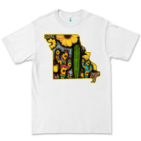 White Western Missouri Map Sunflower And Cactus Pattern Premium Tee - Bettercallsaul