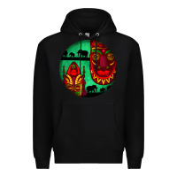 Black african masks round earrings 3 Premium Hoodie - BundleAndBundleShop