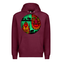 Burgundy african masks round earrings 3 Premium Hoodie - BundleAndBundleShop