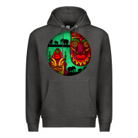Charcoal Heather african masks round earrings 3 Premium Hoodie - BundleAndBundleShop