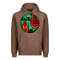 Chestnut african masks round earrings 3 Premium Hoodie - BundleAndBundleShop