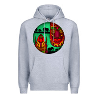 Heather Grey african masks round earrings 3 Premium Hoodie - BundleAndBundleShop