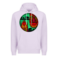 Lilac african masks round earrings 3 Premium Hoodie - BundleAndBundleShop