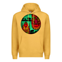 Mustard african masks round earrings 3 Premium Hoodie - BundleAndBundleShop
