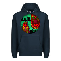 Navy african masks round earrings 3 Premium Hoodie - BundleAndBundleShop