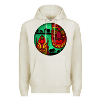 Oatmeal Heather african masks round earrings 3 Premium Hoodie - BundleAndBundleShop