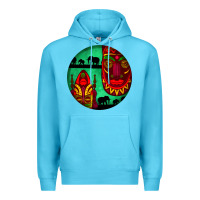 Ocean Blue african masks round earrings 3 Premium Hoodie - BundleAndBundleShop