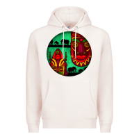 Pale Pink african masks round earrings 3 Premium Hoodie - BundleAndBundleShop