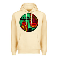 Pina Colada african masks round earrings 3 Premium Hoodie - BundleAndBundleShop