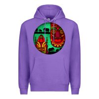 Purple african masks round earrings 3 Premium Hoodie - BundleAndBundleShop