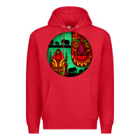 Red african masks round earrings 3 Premium Hoodie - BundleAndBundleShop