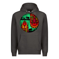 Smoke african masks round earrings 3 Premium Hoodie - BundleAndBundleShop