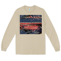 Mushroom American flag stitches Long Sleeve Tee - CowGirlArtShop