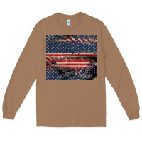 Toasted Coconut American flag stitches Long Sleeve Tee - CowGirlArtShop