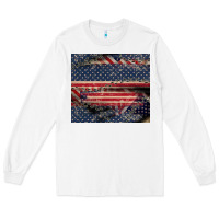 White American flag stitches Long Sleeve Tee - CowGirlArtShop