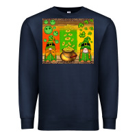 Navy st patricks gnomes and coins with shamrock Premium Sweatshirt - Artiststas