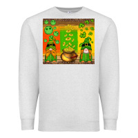 Oatmeal Heather st patricks gnomes and coins with shamrock Premium Sweatshirt - Artiststas