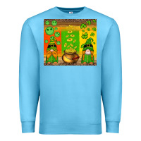Ocean Blue st patricks gnomes and coins with shamrock Premium Sweatshirt - Artiststas