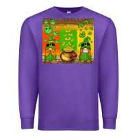 Purple st patricks gnomes and coins with shamrock Premium Sweatshirt - Artiststas