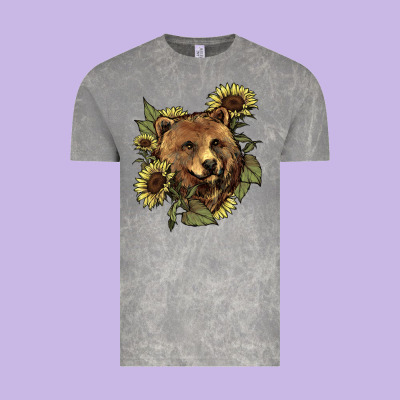Bear Head Sunflower Vintage Tee Designed By Howdyjamesfarm