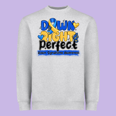 Down Right Perfect Down Syndrome Awareness Heavyweight Sweatshirt Designed By Cowhidedigitalart