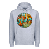 Heather Grey pumpkin mama with background Premium Hoodie - BundleAndBundleShop
