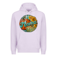 Lilac pumpkin mama with background Premium Hoodie - BundleAndBundleShop