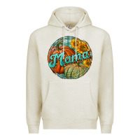Oatmeal Heather pumpkin mama with background Premium Hoodie - BundleAndBundleShop