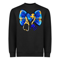 Black Down Syndrome Ribbon Heavyweight Sweatshirt - CowhideDigitalArt