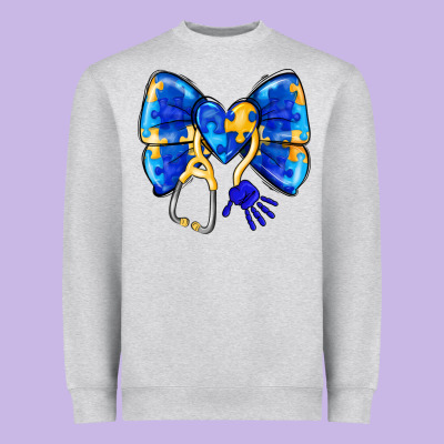 Down Syndrome Ribbon Heavyweight Sweatshirt Designed By Cowhidedigitalart