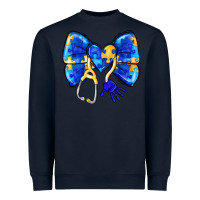 Navy Down Syndrome Ribbon Heavyweight Sweatshirt - CowhideDigitalArt