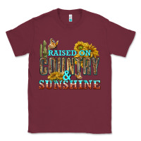Burgundy Raised on Country and Sunshine Classic Tee - texasbilliewilder