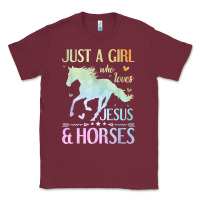 Burgundy Jesus And Horses, Horse Gifts For Girls, Women Classic Tee - minhPixels