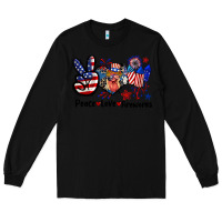Black Peace love fireworks 4th of july Long Sleeve Tee - CowGirlArtShop