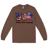 Chestnut Peace love fireworks 4th of july Long Sleeve Tee - CowGirlArtShop