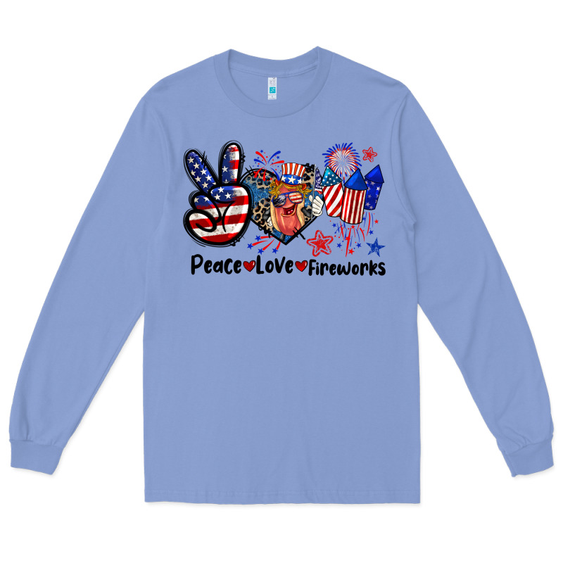 Peace Love Fireworks 4th Of July Long Sleeve Tee by CowGirlArtShop | Teevron