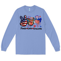 Colony Blue Peace love fireworks 4th of july Long Sleeve Tee - CowGirlArtShop