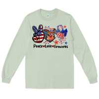 Matcha Peace love fireworks 4th of july Long Sleeve Tee - CowGirlArtShop