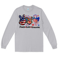 Moon Dust Peace love fireworks 4th of july Long Sleeve Tee - CowGirlArtShop